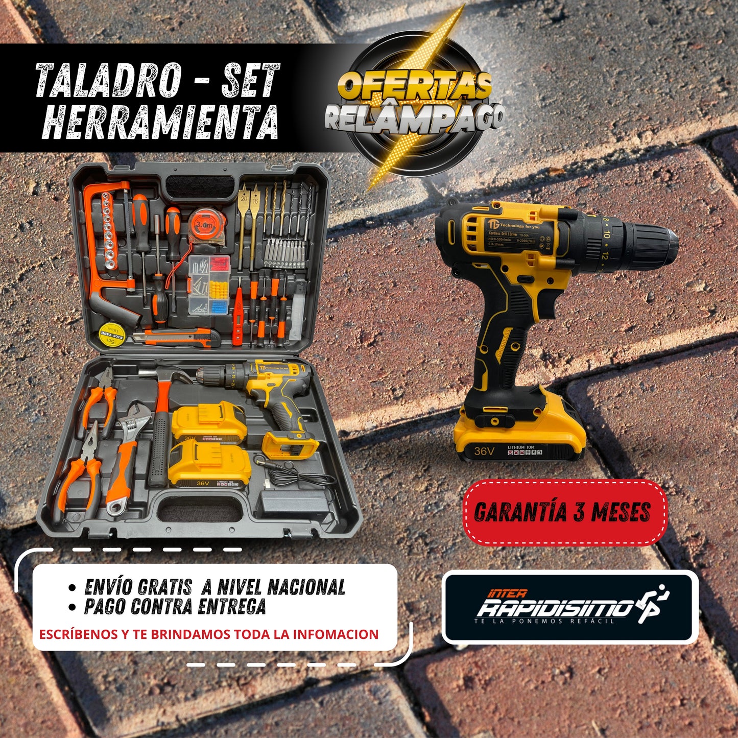 Taladro inalámbrico 36v Set de Herramienta